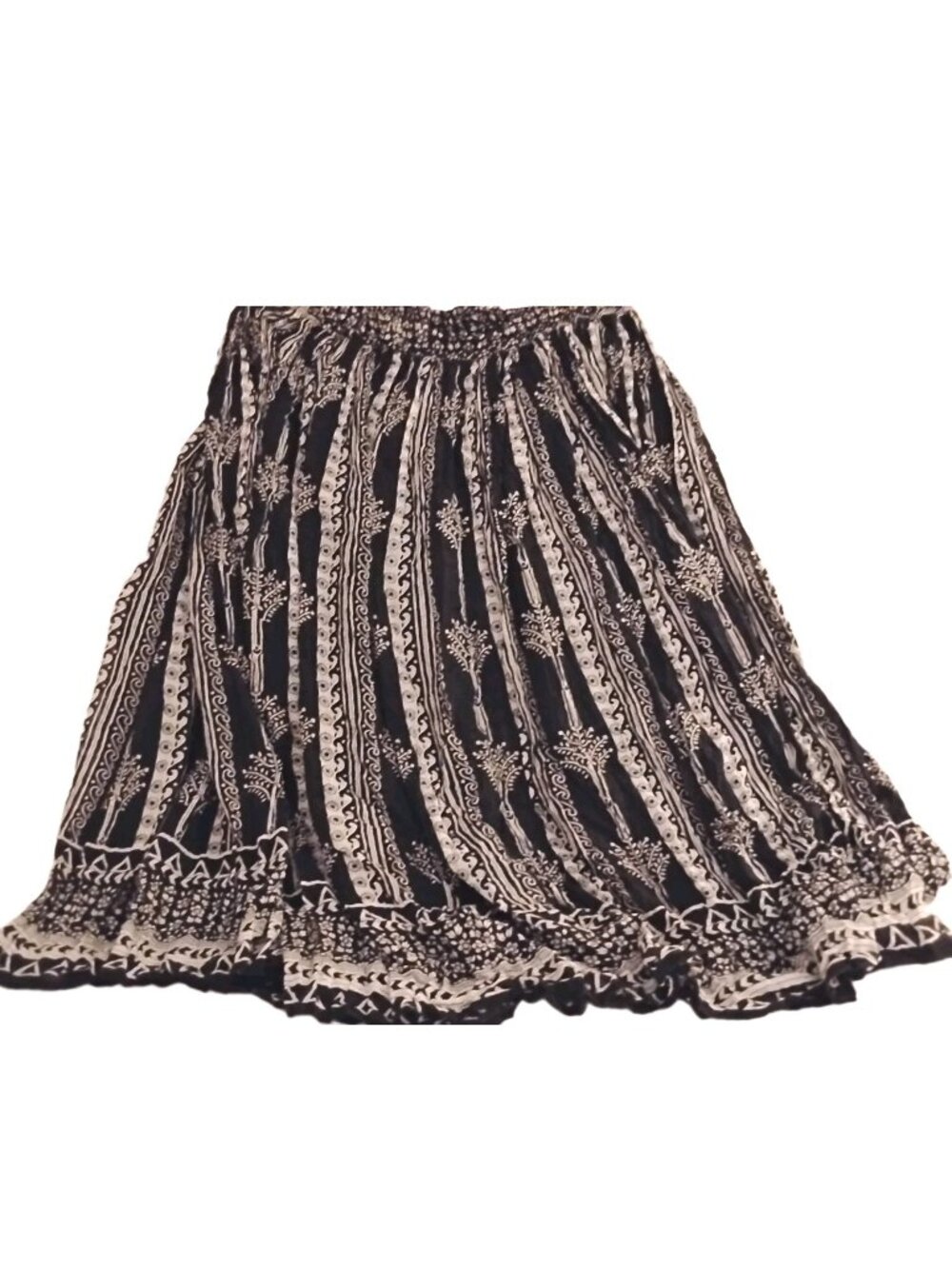 Vtg Revue Pleated Maxi Skirt Floral PullOn Gypsy Boho Hippie Peasant Festival 3X